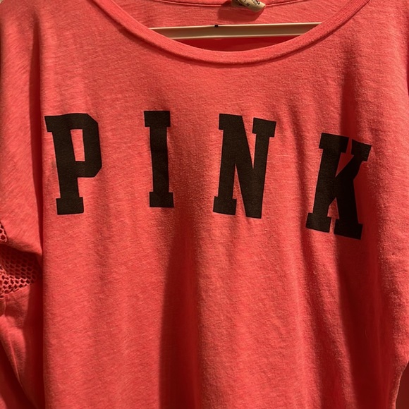 Pink Victoria’s Secret medium long sleeve T-shirt with net on the arms - Picture 2 of 4